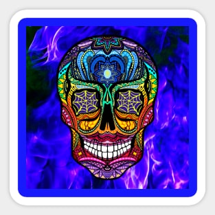 blue sugar skull Sticker